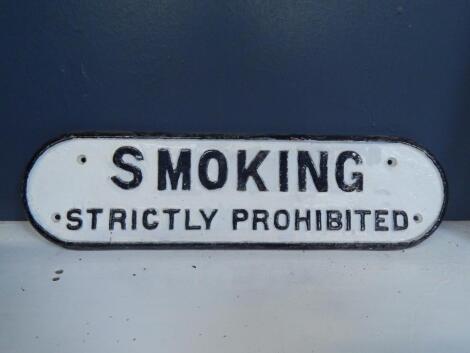 A British Rail cast iron Smoking Strictly Prohibited sign