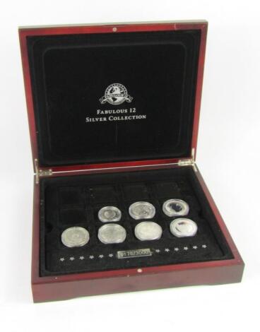 Seven London Mint silver commemorative coins from the Fabulous 12 Silver Coin Collection