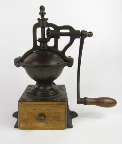 A Peugeot Freres cast iron coffee grinder