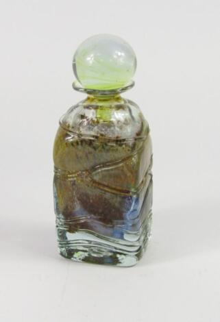 A Michael Harris Isle of Wight glass Aurene decanter and stopper