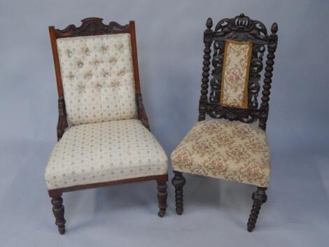 A Victorian oak Carolean style side chair