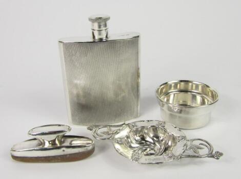 A silver hip flask