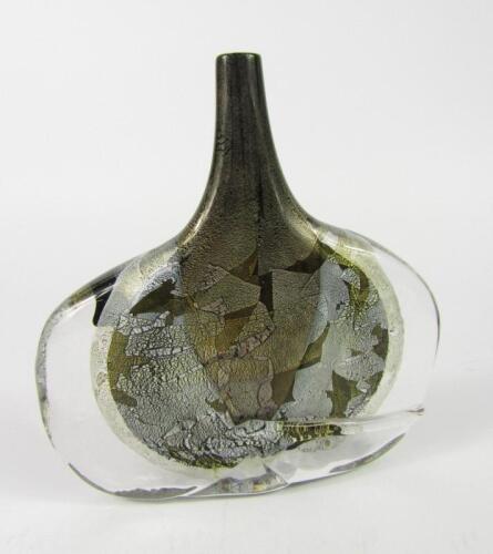 A Michael Harris Isle of Wight glass Azurene Axe vase