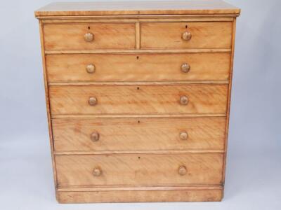 A Victorian satin birch chest of drawers