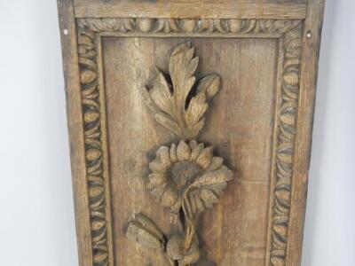 Three 18thC and earlier carved oak panels - 2