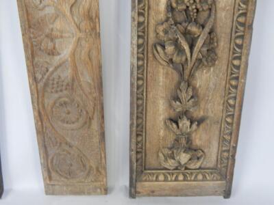 Three 18thC and earlier carved oak panels - 3