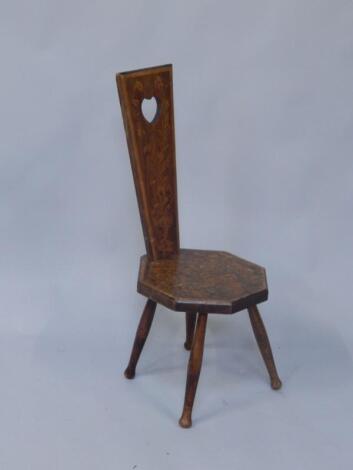 An early 20thC poker work hall type chair