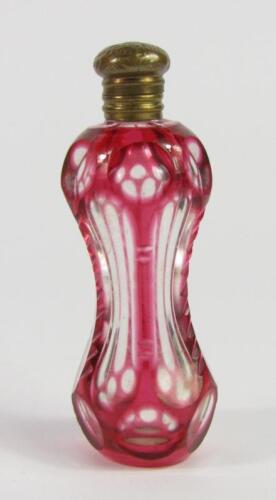 A 19thC Continental red overlaid glass scent bottle