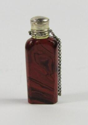 A late 19thC Continental red agate glass scent bottle