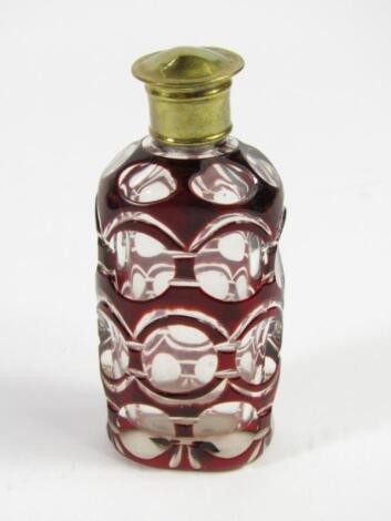 A late 19thC Continental ruby flashed glass scent bottle