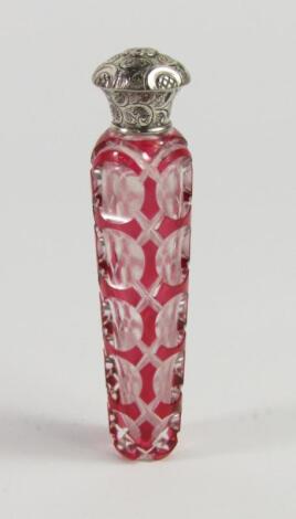 A late 19thC Continental red flashed glass scent bottle