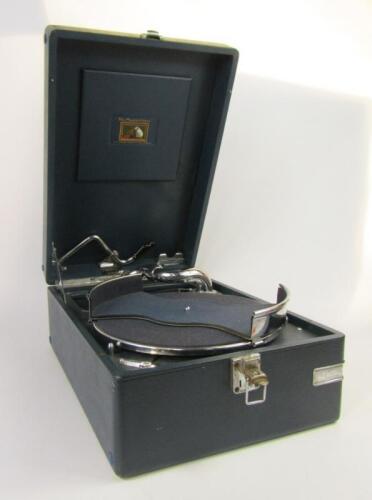 An HMV table top gramophone