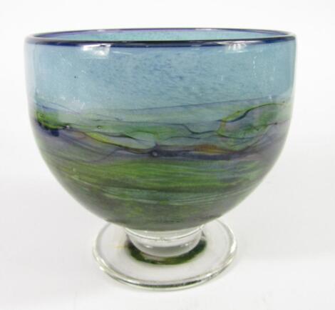 A Jonathan Harris Ironbridge glass vase of footed form