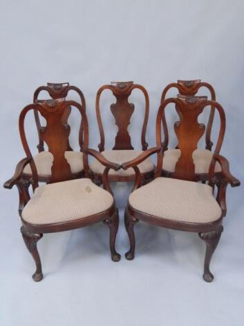 A set of eight American walnut dining chairs made by Charleston & Co Reproductions