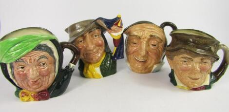 Four large Royal Doulton pottery character jugs