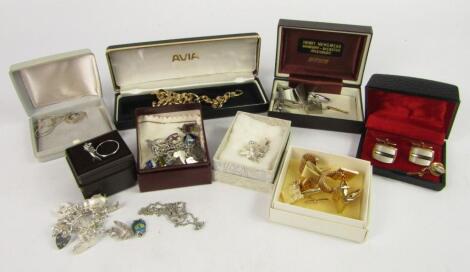 Silver and costume jewellery including gentleman's cufflinks