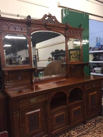 A Maple & Co mahogany mirror backed sideboard