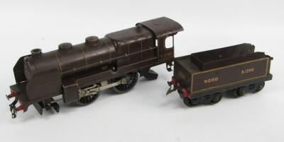 A Hornby O guage clockwork No 3C Nord Locomotive and tender