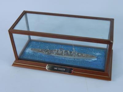 A scale model of the light cruiser HMS Chester