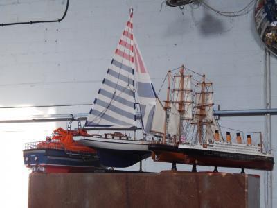 Four scale models of ships