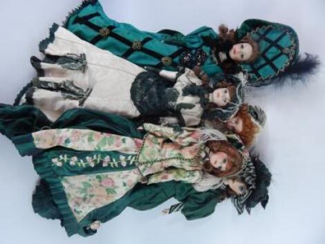 Five Franklin Mint Heirloom dolls