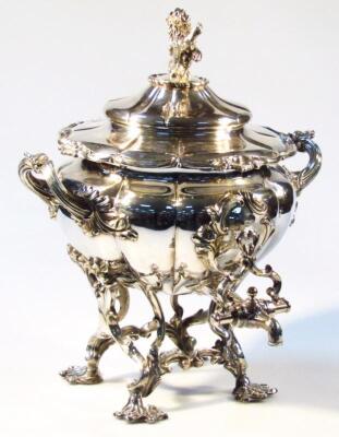 A late 19thC rococo style silver plated samovar