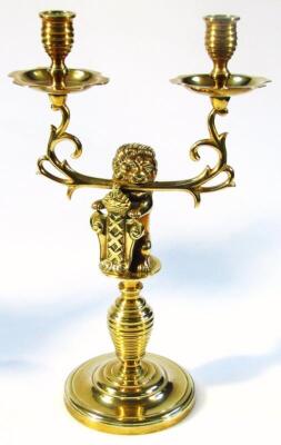 A brass candlestick garniture - 2