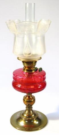 A Victorian oil lamp