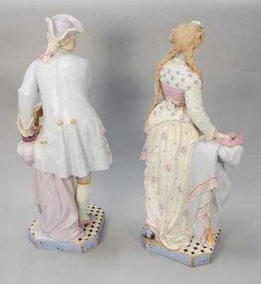 A large pair of late 19thC French Vion & Baury bisque porcelain figures - 2