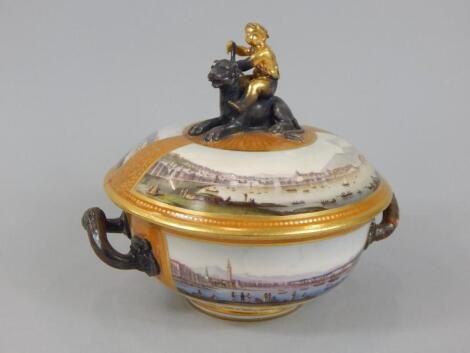 A late 18th/early 19thC Paris porcelain jar and cover