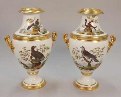 A pair of 19thC Darte Paris porcelain bulb vases