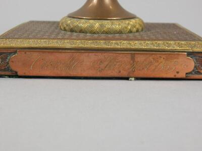 A 19thC French gilt brass and copper desk weight - 2