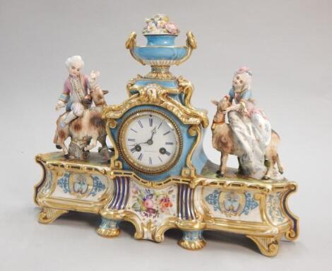 A 19thC French Paris porcelain mantel clock