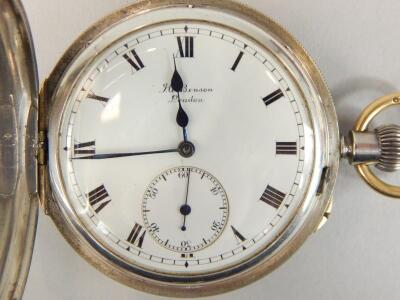 A George V J W Benson silver top wind half hunter pocket watch - 2