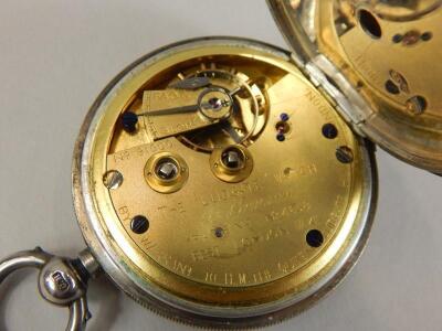 A Victorian J W Benson key wind silver pocket watch - 4