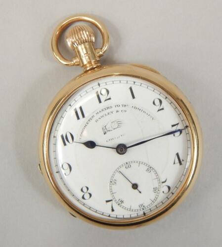 A George V 9ct gold Hawley and Company open face top wind pocket watch