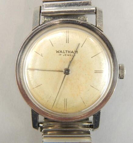 A 1950's Waltham stainless steel gentleman's wristwatch