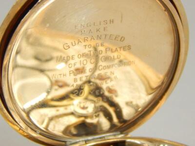 A mid 20thC Moon brand half hunter gold plated pocket watch - 4