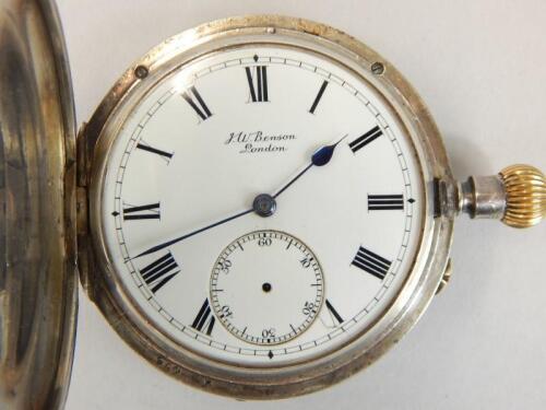 An Edward VII silver Hunter J W Benson pocket watch