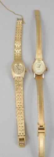 Two gold plated ladies wristwatches