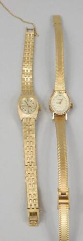 Two gold plated ladies wristwatches