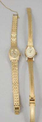 Two gold plated ladies wristwatches