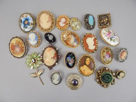 Various painted brooches