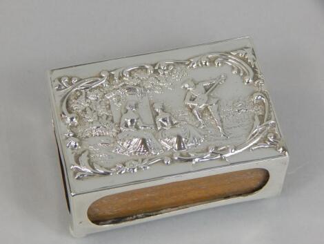 An Edwardian silver rectangular matchbox holder