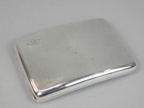 An Art Deco period engine turned silver cigarette case