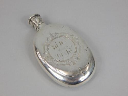 An early 20thC silver plated oval hip flask