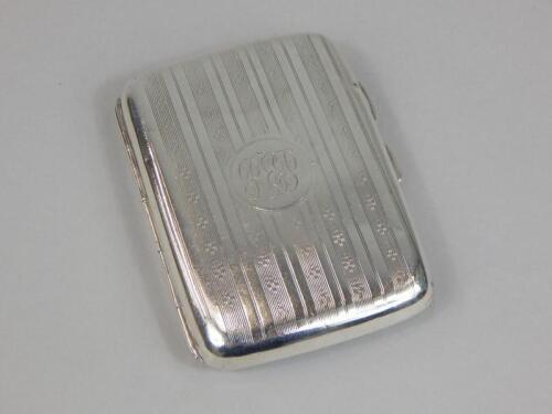 A George V engine turned silver small cigarette box