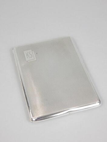 An Art Deco period engine turned silver cigarette case