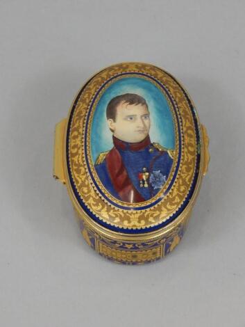 A Halcyon Days oval enamel box and cover