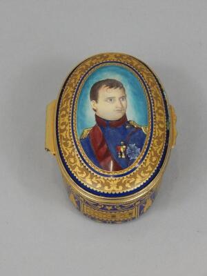 A Halcyon Days oval enamel box and cover